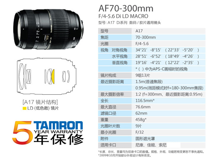 Ống kính máy ảnh DSLR Tamron 70-300mm A17 Macro Canon Canon Authentic