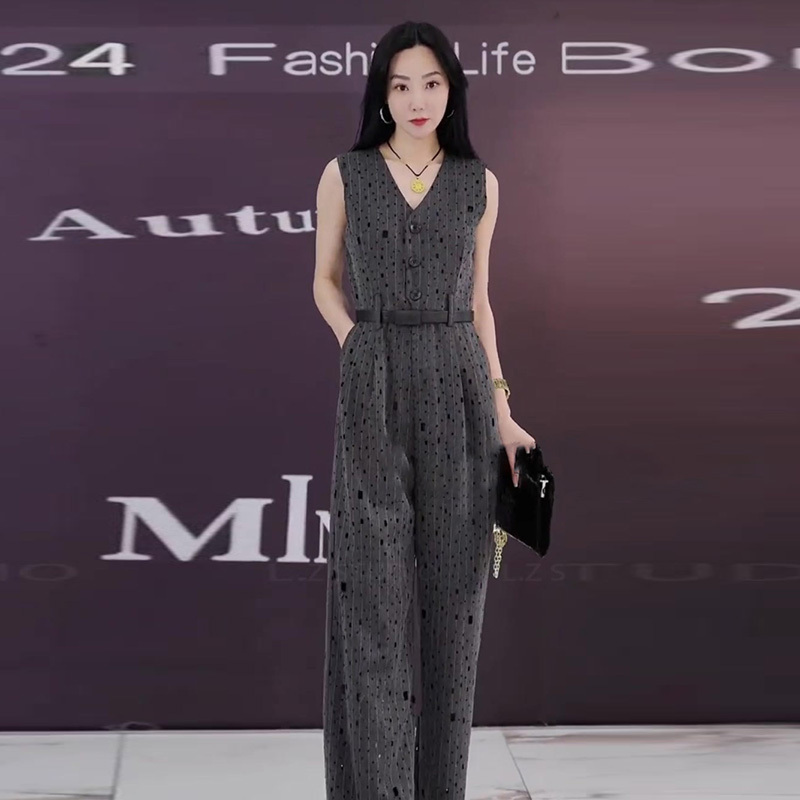 2024 New Women's Summer Unique and Exquisite Light Luxury High-End One-Piece Sleeveless Tank Top Jumpsuit