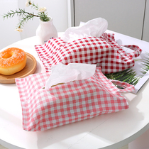 Japanese cotton and linen plaid tissue towel bag drawing paper box living room kitchen bathroom car car car household hanging