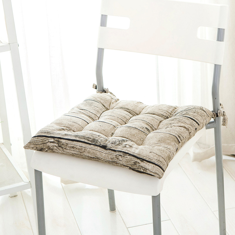 Simple wood grain cushion dining table and chair cushion cotton and linen thickening office car stool seat cushion fart cushion student four seasons