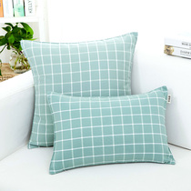 American countryside pastoral dark green plaid pillow pillow simple office sofa car backrest cushion cover Nordic