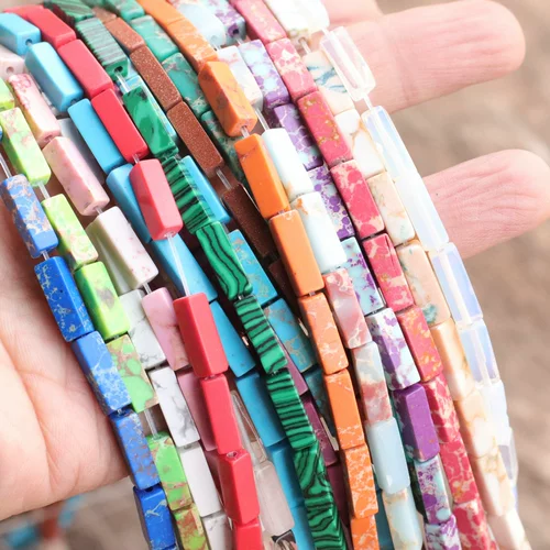 Прямоугольные бирюзовые бусины из нефрита ручной работы, аксессуар, аксессуары, 4×13мм, DIY