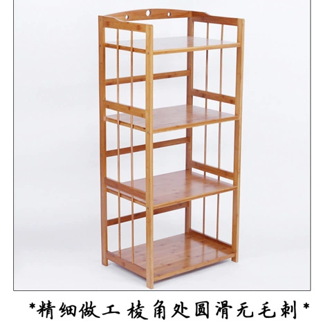 Tre hai lớp lò vi sóng ba lớp giá đỡ tre đa năng giá bếp lưu trữ giá mảnh vụn giá đỡ lò - Kệ kệ đựng sách