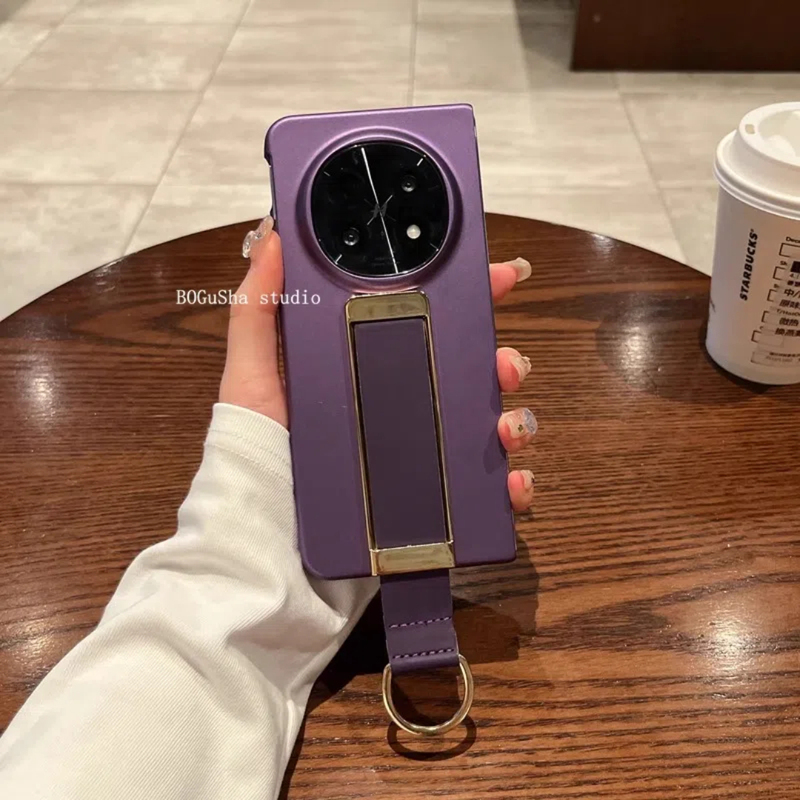 Retractable Wristband Holder Suitable for Huawei Matex5 Mobile Phone Case High-End Purple X6 Niche Stylish Xt Ultra-Thin Bare Metal Feel Mate70Rs Anti-Fall Pola80 Women's P60 Fashionable and Simple