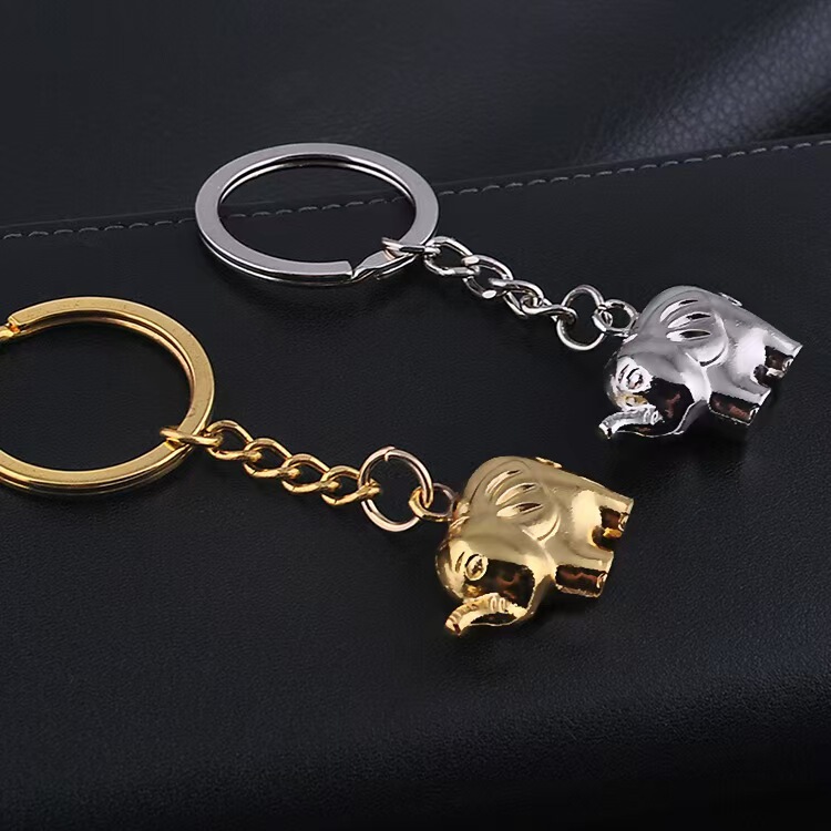 Metal 3D Stereo Elephant Model Keychain Elephant Couple Keychain Bag Pendant Holiday Gift Car Keychain
