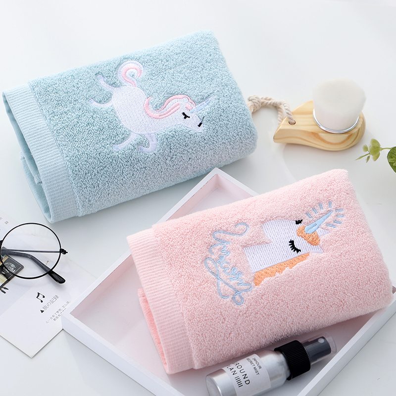 2 Dress Ledole Unicorn Towels Pure Cotton Wash Face Home Adult Full Cotton Couple Cute Adolescent Girl Soft Absorbent