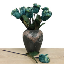 Living room simulation flower ornaments decoration fake flower Diamond velvet phoenix tail Tulip plastic dried flower green plant flower grass flower