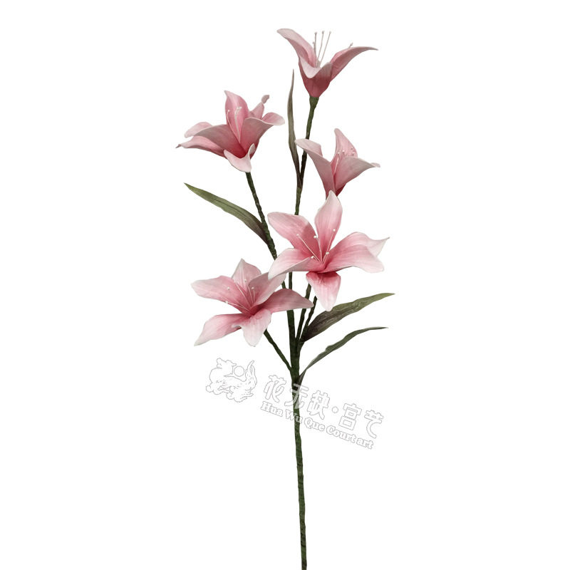 PE5 - head lily - leather simulation - head fake flower - style European flower decoration process dry flower direct sales