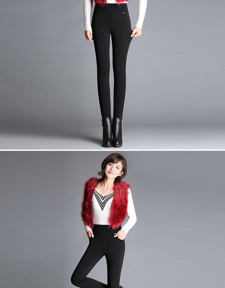 Cộng với phân bón XL cho phụ nữ trung niên quần mùa thu đông cộng với quần legging nhung dày mặc quần cạp cao quần bó sát quần mẹ quần áo nữ