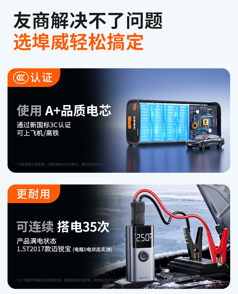 Buwei Car Emergency Jump Starter and Air Pump All-In-One Device Battery Booster Starting Device