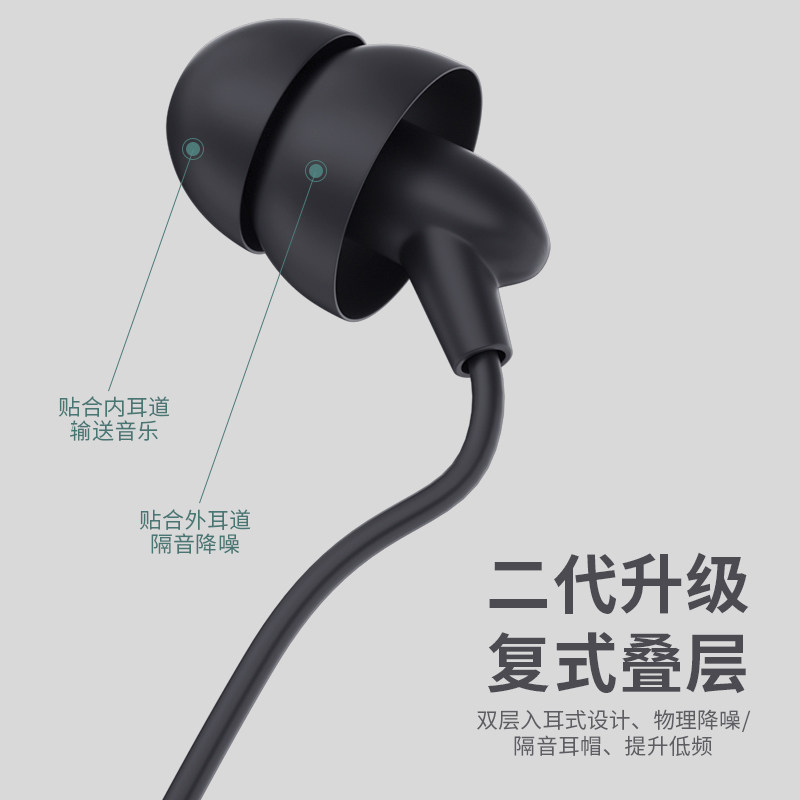 In-Ear Sleep Headphones Asmr Special Side Sleep Noise Cancellation Comfortable High Soundproof Non-Ampressive Ear Android Cable for Oppo Huawei Vivo Sleep Belt Headphones Type-C Silicone Anti-Noise