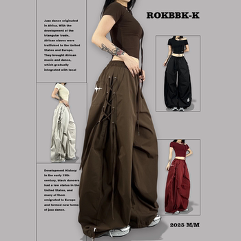 Rokbbk-k street dance trendy brand new lace-up quick dry hip hop casual slim women's sports trousers jazz dance