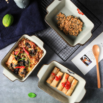 Baked rice plate Creative plate Household dish plate Soup plate Ceramic tableware Western plate Cheese plate baking plate Microwave deep