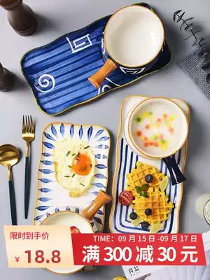 Nordic dishes set household tableware ceramic dishes one person food Breakfast Bowl cereal bowl creative personality ins style