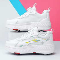 Internet celebrity four-wheeled heelys shoes for boys and children mesh breathable student skates roller shoes girls shoes with wheels