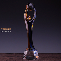 Creative glass trophy sales champion annual meeting Awards annual outstanding employees advanced personal crystal prize lettering