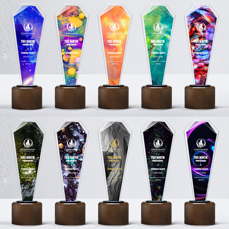 Annual Qing Crystal Trophy Custom Loving Volunteer Excellent Employee Sales Champion Team Set To Make Honorary Medal