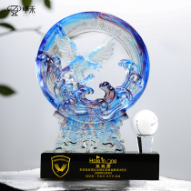 Zhuohe Golf Crystal Trophy Customized Creative Glass Eagle Premium Golf Competition Souvenir