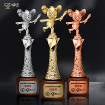 Zhuohe Metal Trophy Customized Creative Cartoon Mickey Mouse Gold Silver Bronze Childrens Trophy Customized Competition Year of the Rat Prize