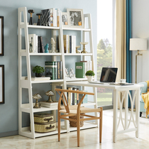 Solid wood desk bookshelf bookcase combination integrated table Simple household bedroom small apartment learning writing desk Computer desk
