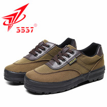 3537 outdoor training shoes men low-top breathable liberation shoes wear-resistant non-slip canvas construction site labor protection shoes military training rubber shoes