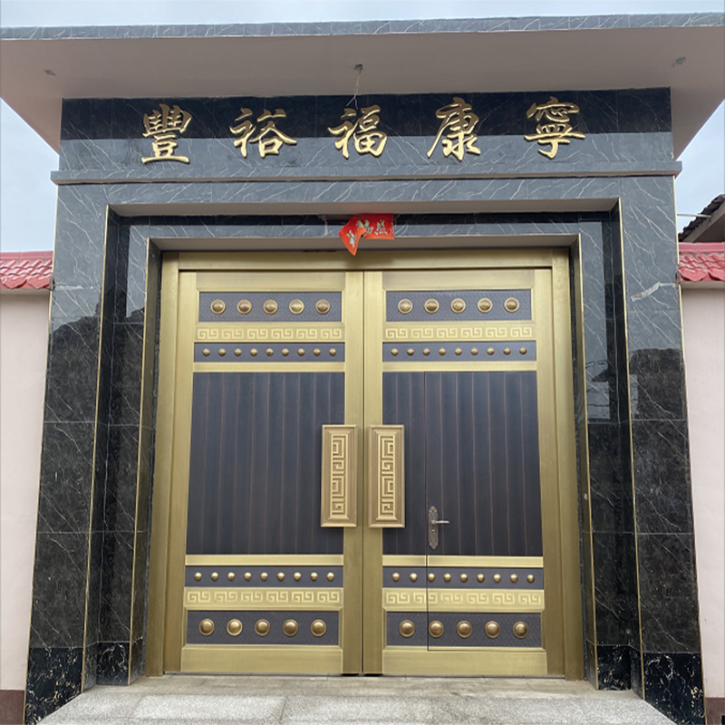 New Chinese-style copper door villa door double-opening entry door pure copper real copper opposite door four-opening mother-in-law entry door courtyard