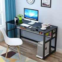 Computer desk Home bedroom simple tempered glass Student single desktop multi-function desk Economical simple