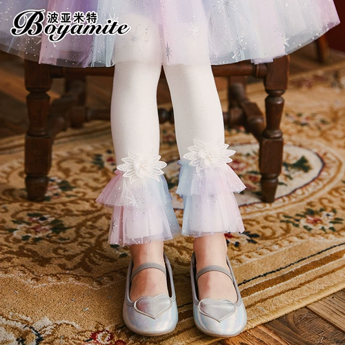 Летние леггинсы, детские белые осенние тонкие штаны для девочек, в западном стиле