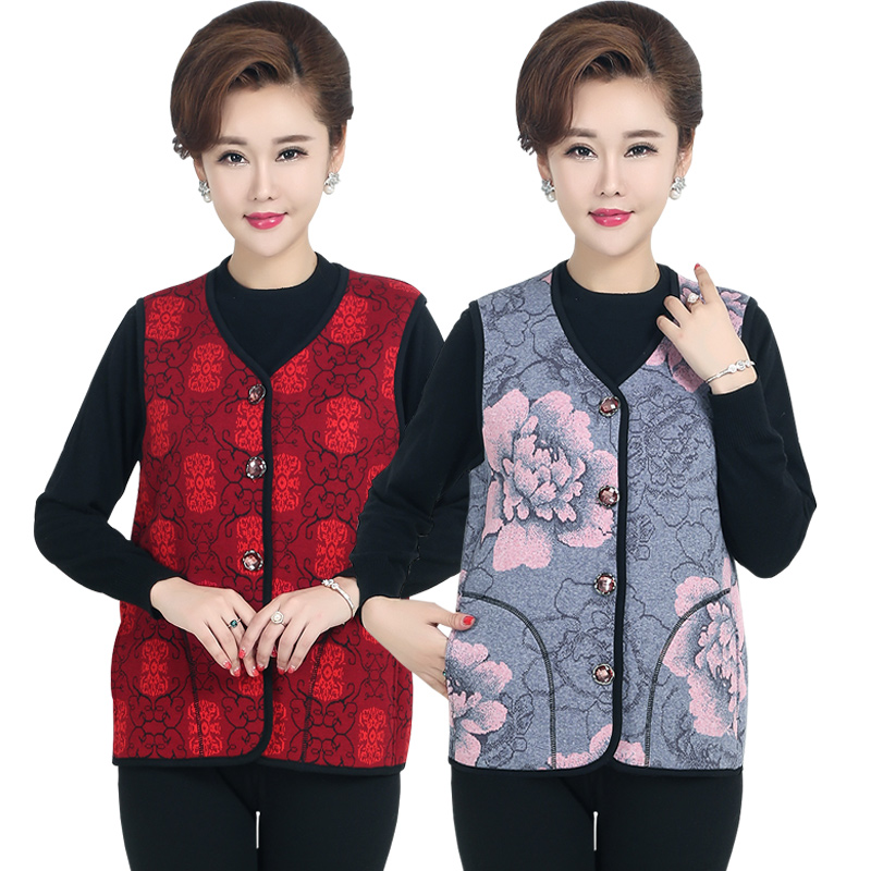 Middle aged cotton waistcoat female mum warm and suede grandmother waistcoat autumn winter old man wearing vest jacket