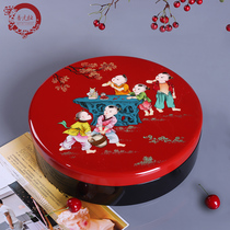  Jin Yuanheng Chinese New Year household painted dried fruit box grid with lid Wooden candy box lacquerware full box storage box