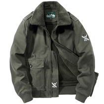 Winter pilot large size loose lapel cotton coat clothing mens fashion warm plus velvet padded cotton jacket tide