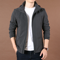 Mens outdoor size loose quick-drying jacket mens 2021 autumn casual solid color elastic charge mens coat tide