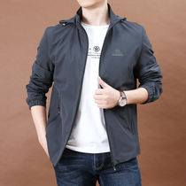 Thin stretch loose jacket mens 2021 autumn plus size casual solid color charge top quick-dry mens coat tide