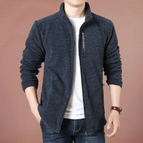Autumn and winter outdoor mens fleece cardigan stand collar loose sweater mens fashion and comfortable casual fleece fleece mens coat
