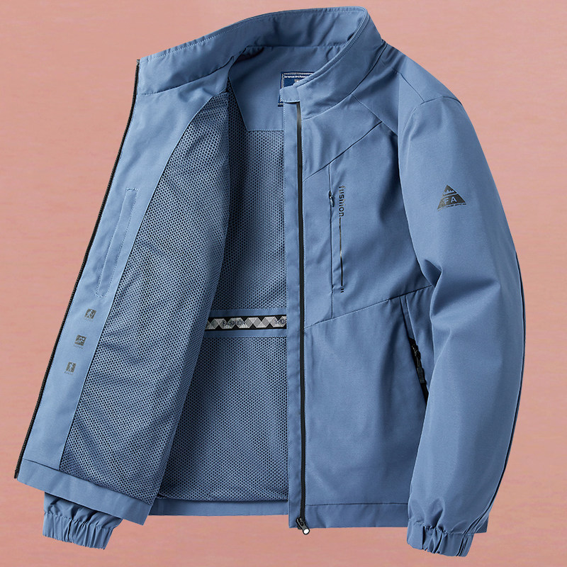 Spring 2022 Storm Jacket Men's Outdoor Quick-DryIng Tops Plus Size Loose Multi-Pocket Workout Stand-Up Men's Jacket