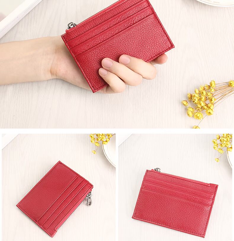 Ví đựng thẻ mini của phụ nữ Ví da Hàn Quốc tươi siêu mỏng trong ví clip đơn giản chủ thẻ tín dụng gói thẻ tín dụng ví đựng thẻ thông minh