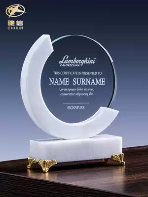 White marble trophy Crystal custom medal custom creative high-end atmosphere honor authorization card retirement souvenir