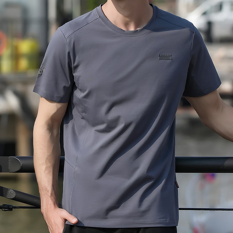 Summer new men's clothing short sleeves T-shirt pure cotton loose round collar half sleeves 100 lap blouses T-shirt trendy new cotton