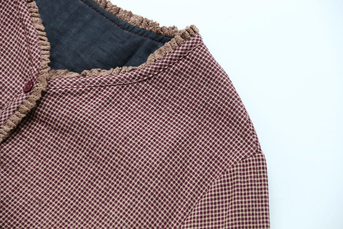 Mùa thu mới của phụ nữ nghệ thuật retro v-cổ dài tay váy dài kẻ sọc tốt cotton và lanh kích thước lớn dày một chiếc váy từ kiểu đầm xòe