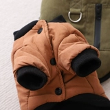 Одежда для собак, утолщенная и красивая хлопчатобумажная одежда, нескользящая и грязная одежда для двуногих домашних животных на выходе, однотонная хлопчатобумажная одежда с кнопками.