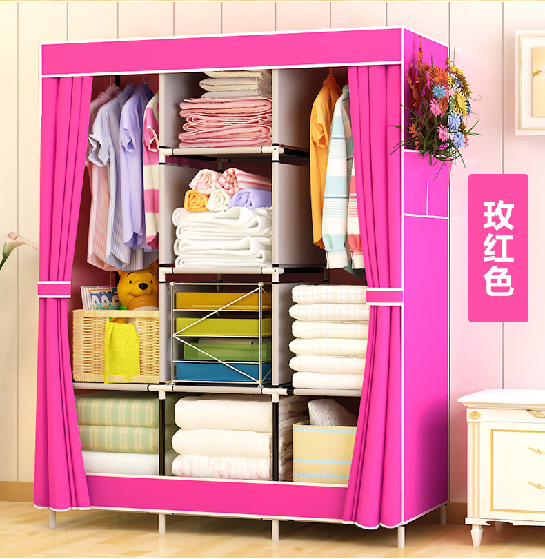 Lớn, hiện đại sàn nhỏ gọn đúp vải gia dụng tủ quần áo thép gấp lắp ráp tủ quần áo vải kinh tế đơn giản - Buồng tủ nhựa đựng giày