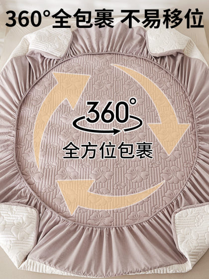All-Cotton Fitted Sheet with Skirt, Thickened Quilted Pure Cotton, Non-Slip Lace Style Bed Cover, Class a Maternal and Infant Grade, Suitable for All Seasons
