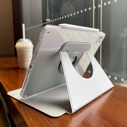 ເຫມາະສໍາລັບ Apple 2024 ipad pro protective case air6 ບໍ່ມີ pen slot 720 magnetic rotating tablet 10.2 acrylic 10th generation 10.9 ultra-thin eighty-nine soft shell transparent 3 anti-bend mini5 split 13