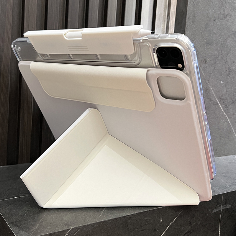 Lift-Up 720-Degree Protective Case Suitable for Apple 2024 iPad Pro 11, Air 6, Acrylic, Anti-Bending, Anti-Drop, Transparent Shell, 10.2 Tablet, Magnetic Detachable, 10Th Generation, 10.9, Three-Fold Drawer, Pen Slot, 3