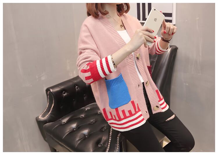 2018 mùa thu mới của Hàn Quốc mẫu động vật nữ dài tay đan áo len cardigan áo khoác dài áo nữ - Cardigan áo len đẹp