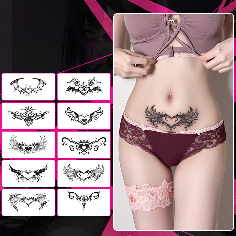 Succubus Tattoo Stickers Herbal Juice Long-Lasting Waterproof for Women, Long-Lasting Scar Cover for Chest, Waist, and Abdomen, High-End Feel, Large Area Coverage
