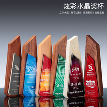 Trophy Custom Creative trophy Medal Marble Solid Wood Crystal Color Printed Upscale Excellent Employees Annual Meeting Trophy