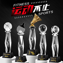 Crystal Trophy Set Games Basketball Football Tennis Volleyball Competition Metal Badminton Players Trophies Trophy