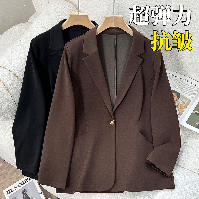 100kg Plus Size Women's Suit 180 Fat mm Spring and Autumn New Style Professional Elastic High-Quality Casual Blazer