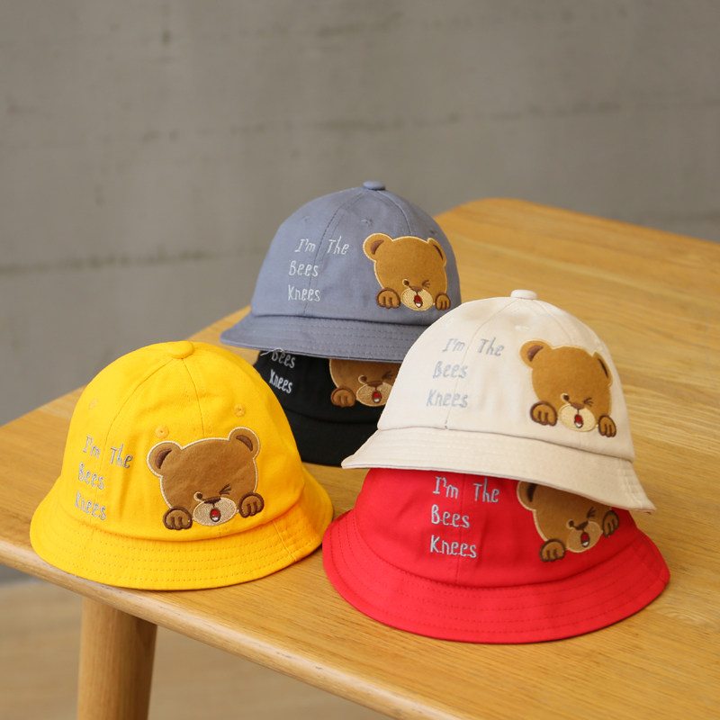 Children's hat-basin hat Spring-autumn-style boy girl Han version Tide Cubs Cute Fisherman Hat Sunscreen Sunscreen Baby